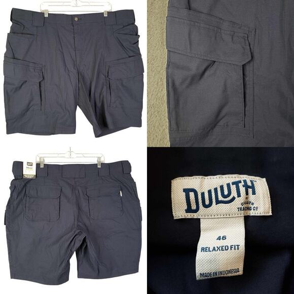 Duluth Trading Co Shorts Cargo Mens Size 46 Navy Blue Flex Canvas Relaxed New - Picture 1 of 11